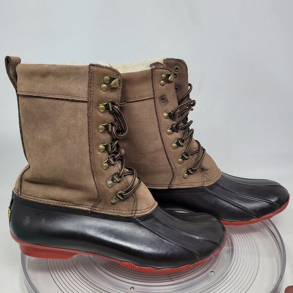 Sperry Shearwater Boots Womens 11 M Brown Leather REAL Shearling Duck Rain Snow - Picture 2 of 9